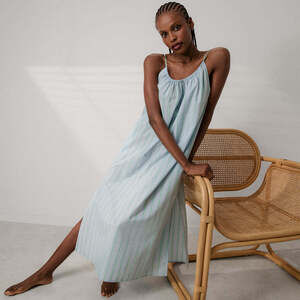 Lunya Airy Cotton Maxi Dress Size MAzure Stripe / M